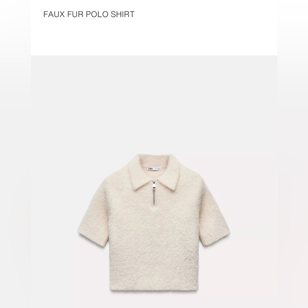 Zara faux fur polo shirt